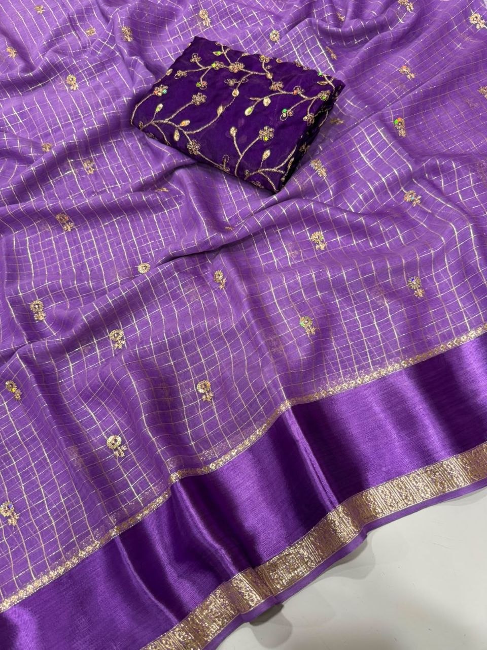 Viscose Georgette Sequence Full Worked Saree