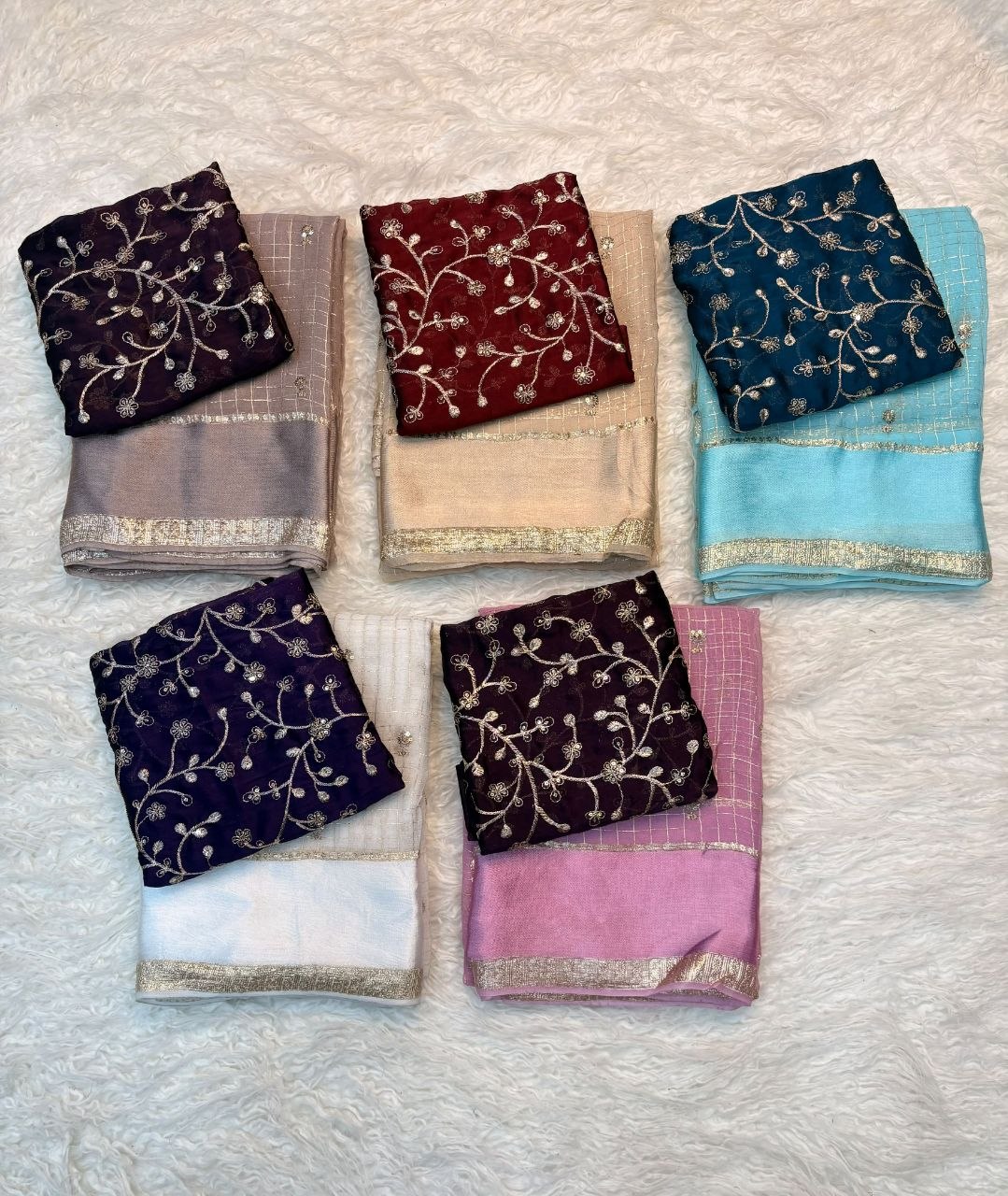 Pure viscose georgette saree with embroidered blouse