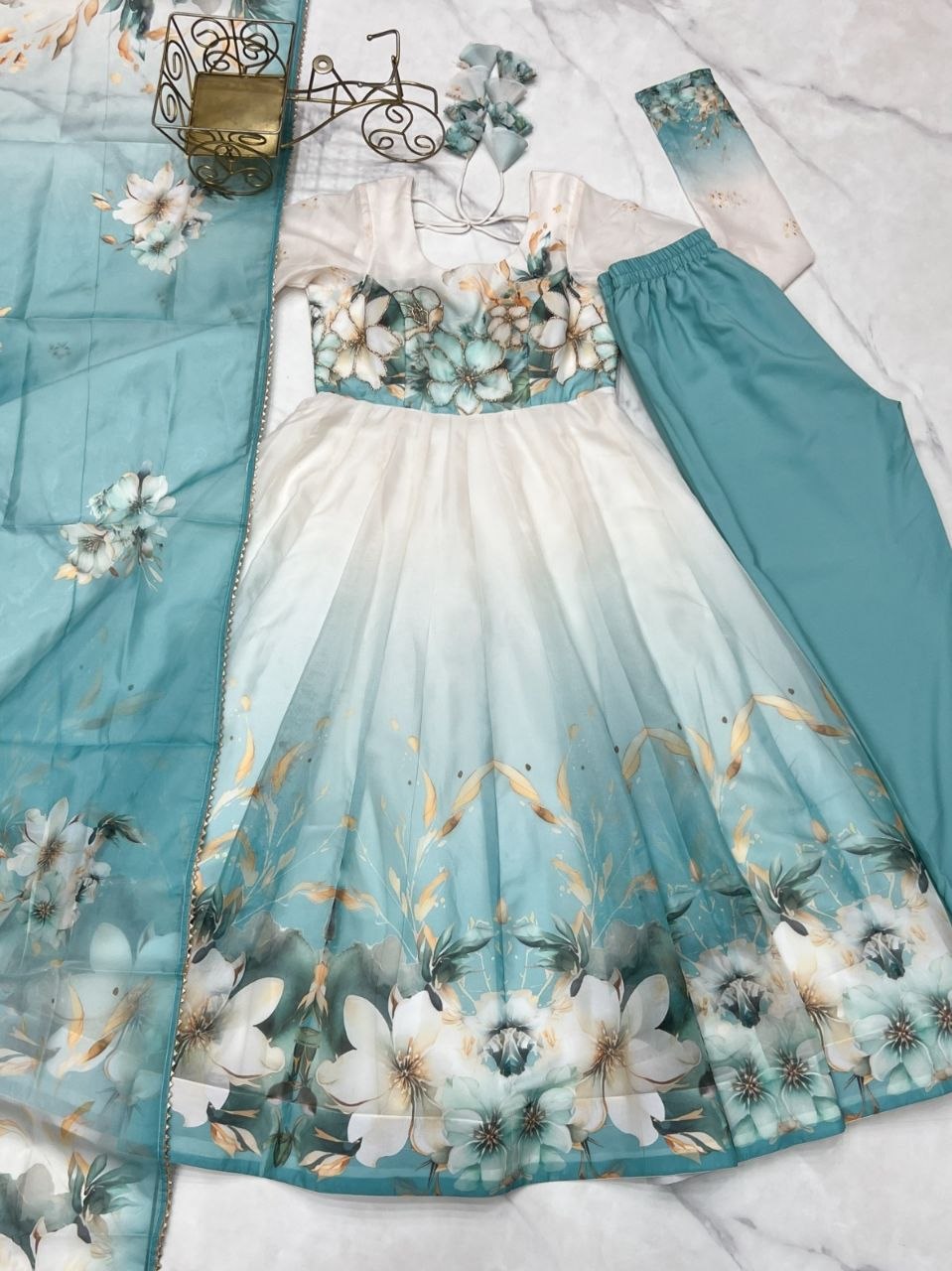 Heavy Pure Soft Organja Silk Print Anarkali