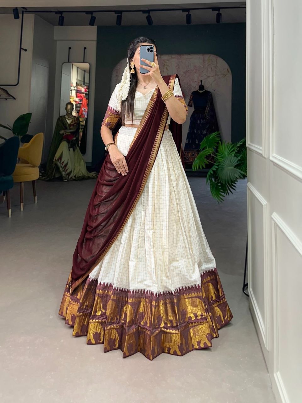Elegant poly cotton lehengas crafted to bring comfort, grace, and festive charm to your special occasions