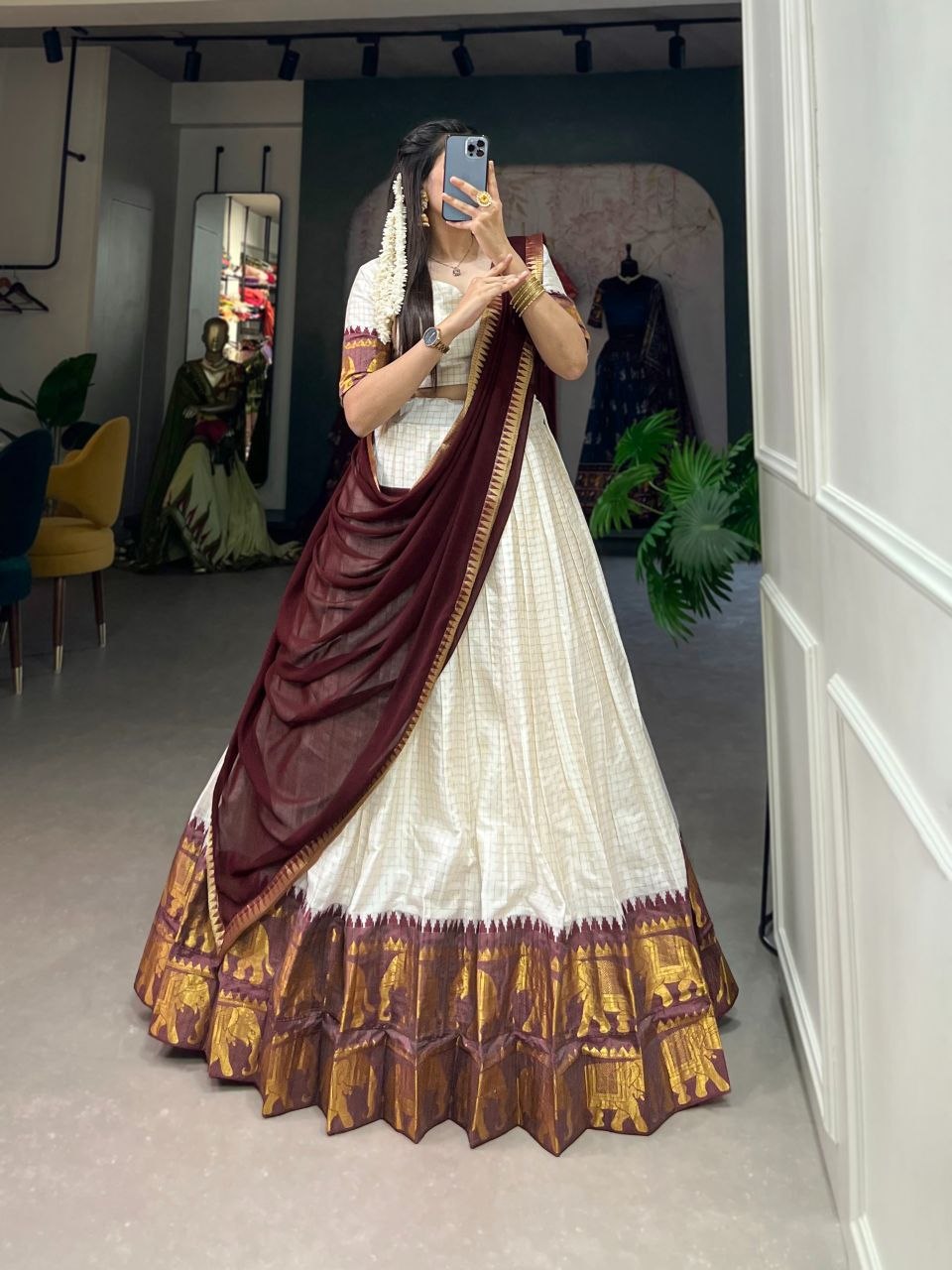 Elegant poly cotton lehengas crafted to bring comfort, grace, and festive charm to your special occasions