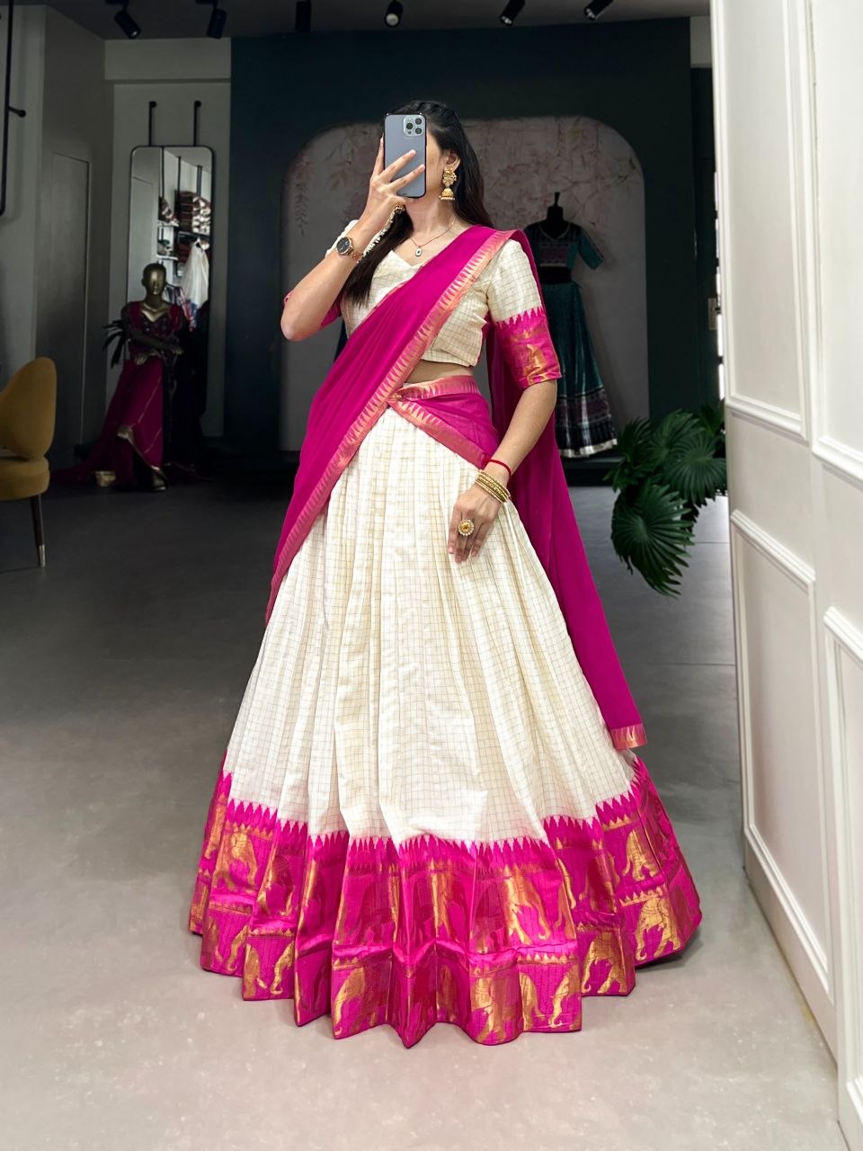 Elegant poly cotton lehengas crafted to bring comfort, grace, and festive charm to your special occasions