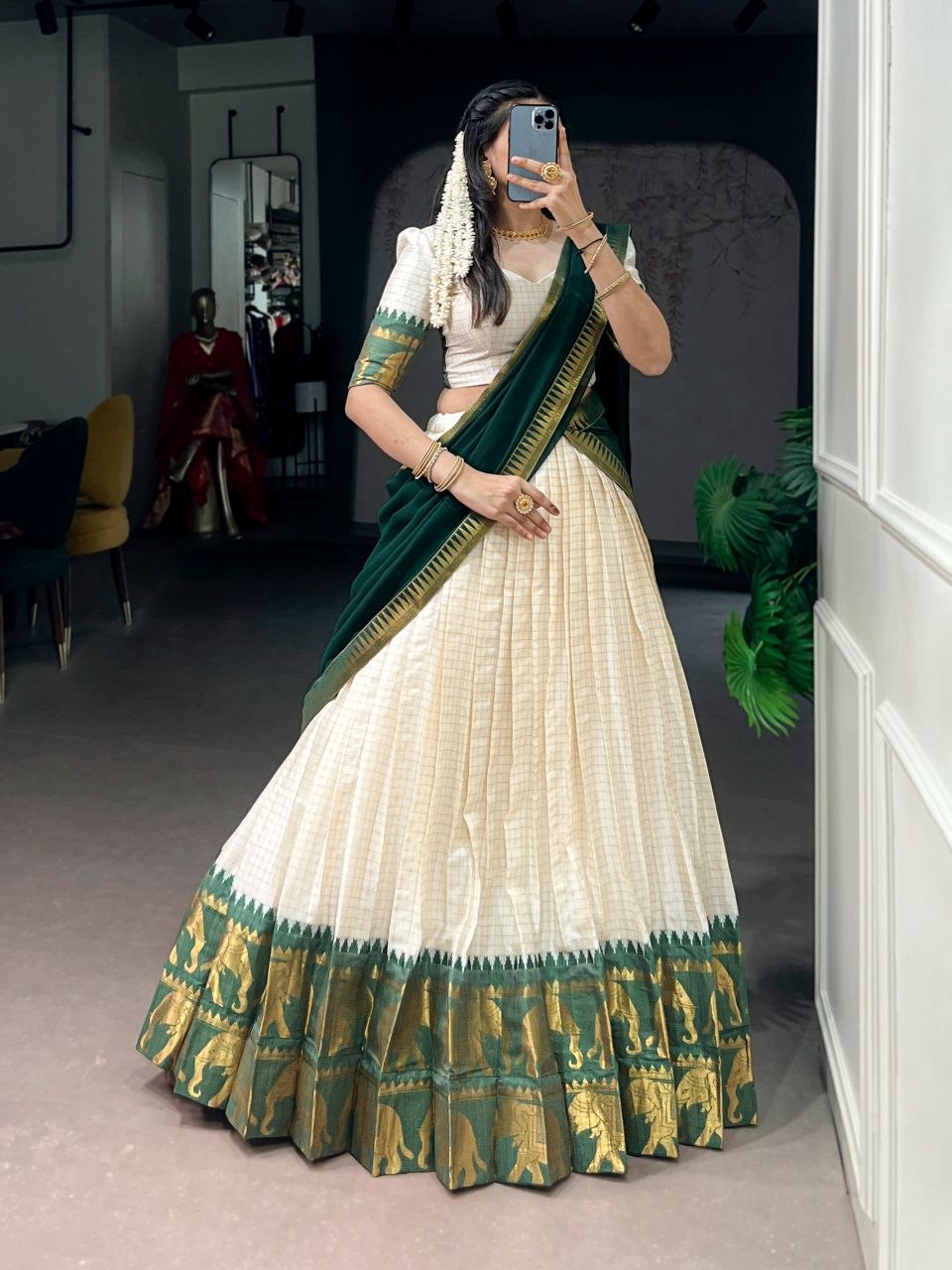 Elegant poly cotton lehengas crafted to bring comfort, grace, and festive charm to your special occasions