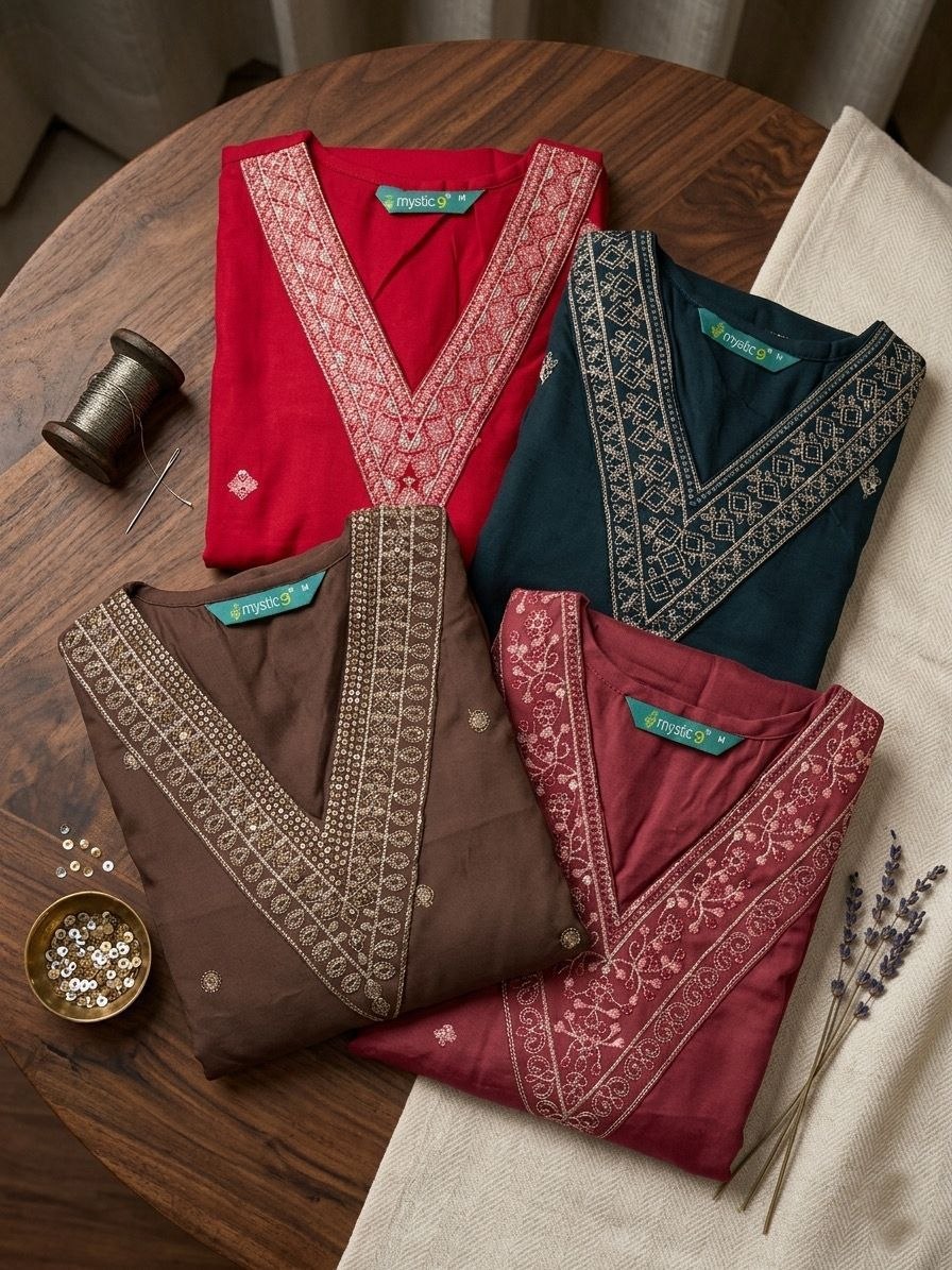 Premium viscose Gaji silk  Stunning 3-piece kurti set