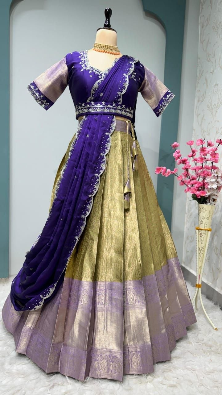 Premium Quality Pure Kanjivaram Silk Half Sarees