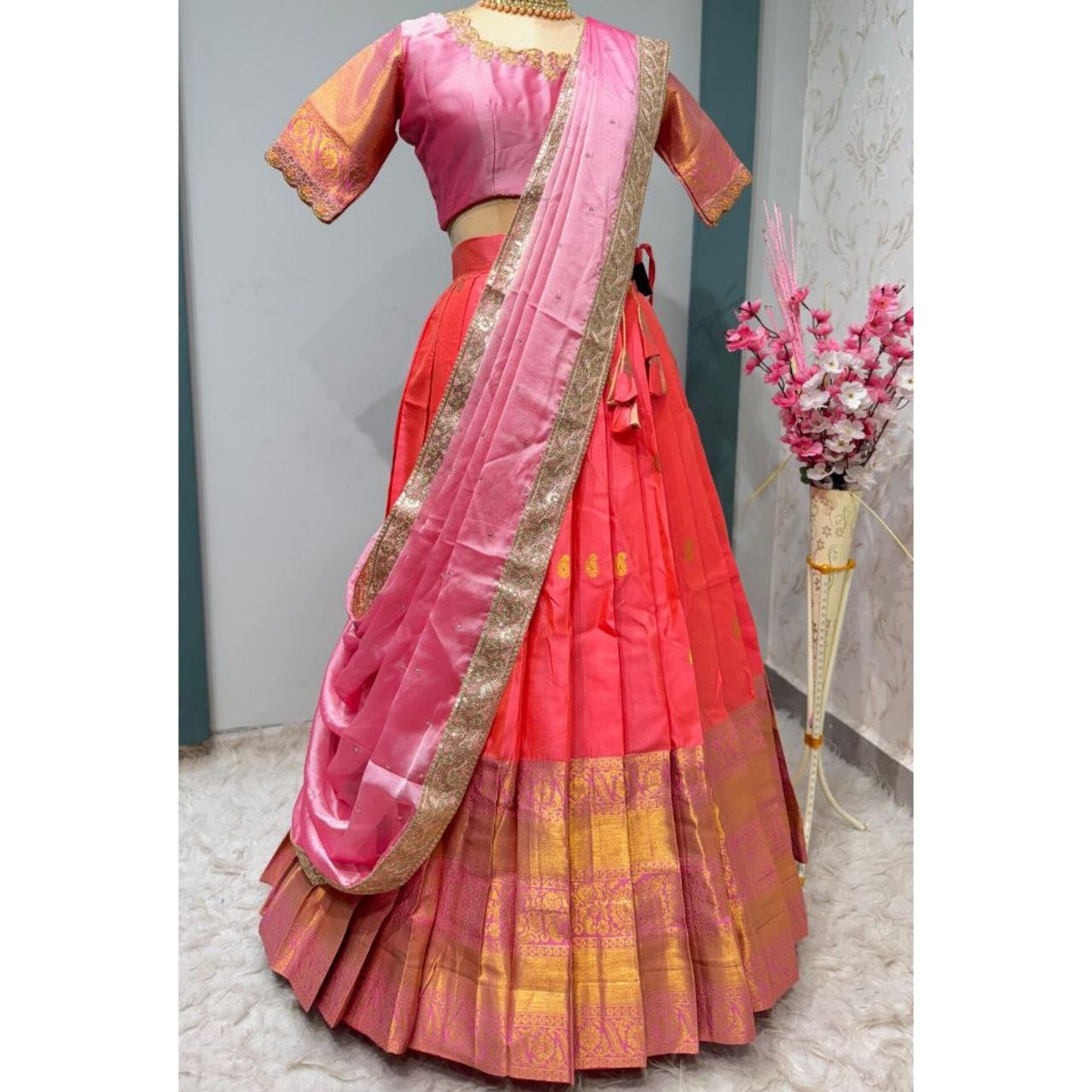 Premium quality Kanjivaram Half Saree