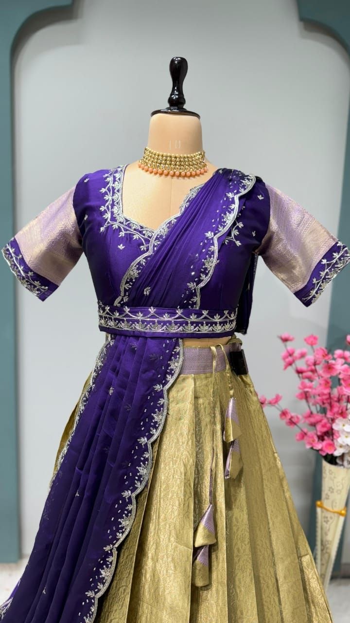 Premium Quality Pure Kanjivaram Silk Half Sarees