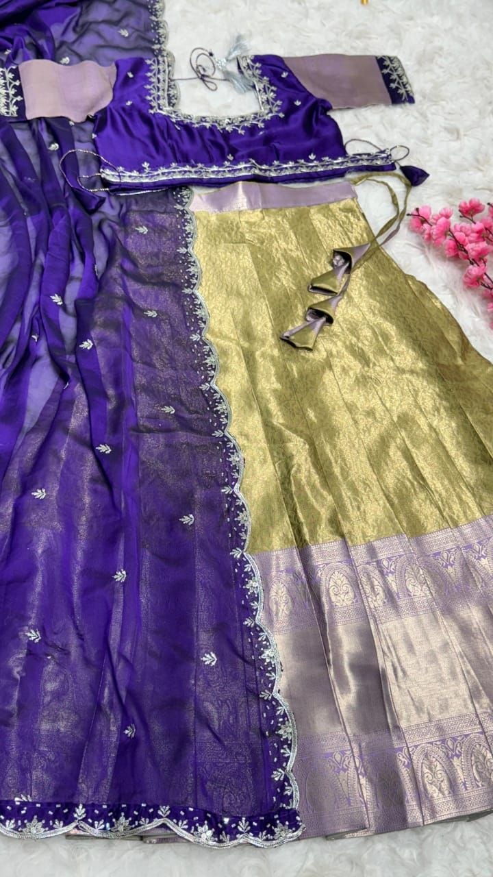 Premium Quality Pure Kanjivaram Silk Half Sarees