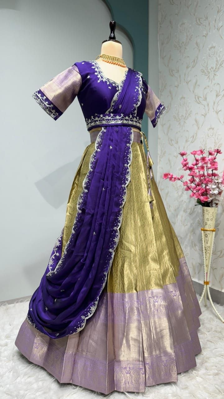 Premium Quality Pure Kanjivaram Silk Half Sarees