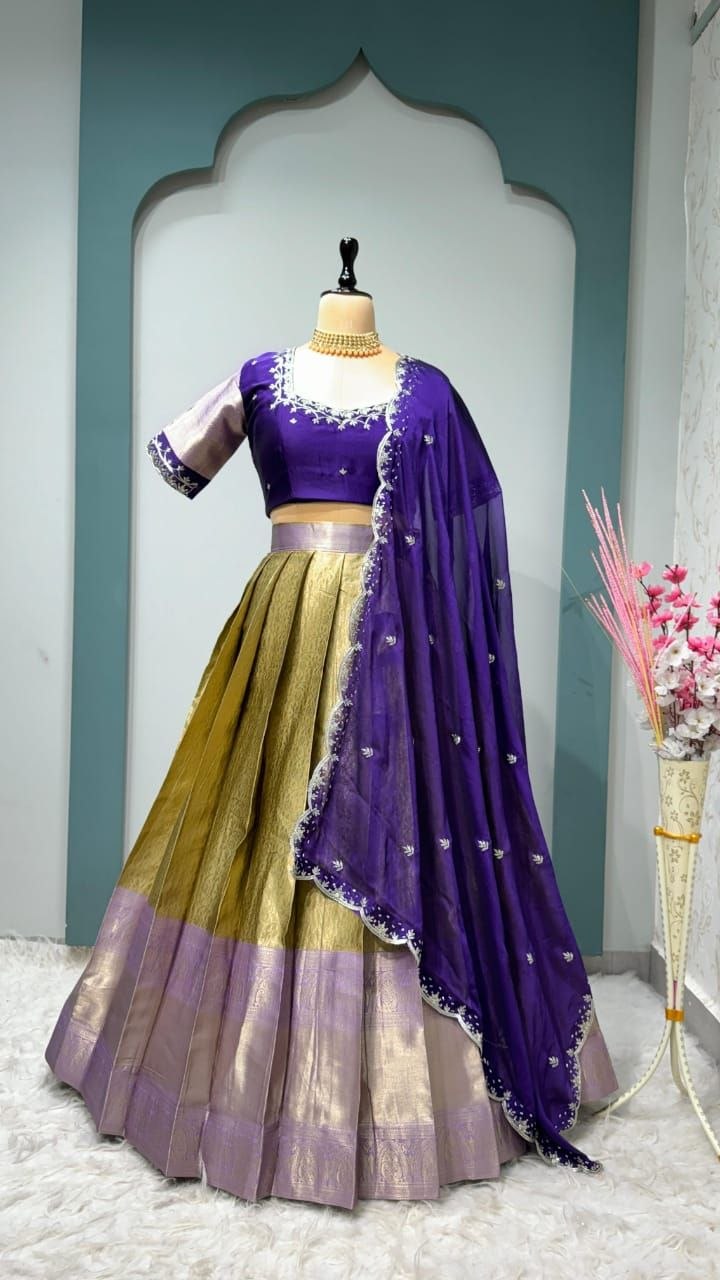 Premium Quality Pure Kanjivaram Silk Half Sarees