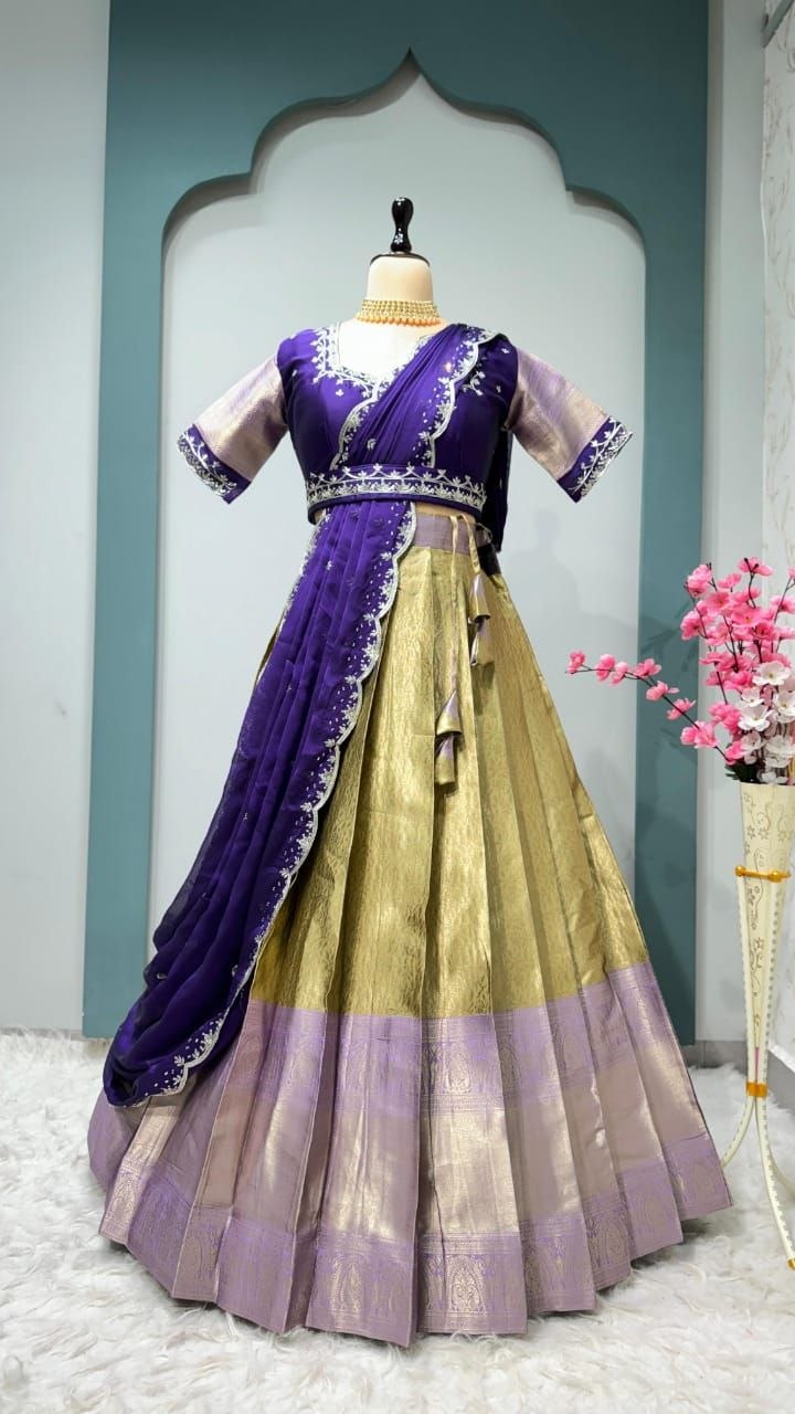 Premium Quality Pure Kanjivaram Silk Half Sarees