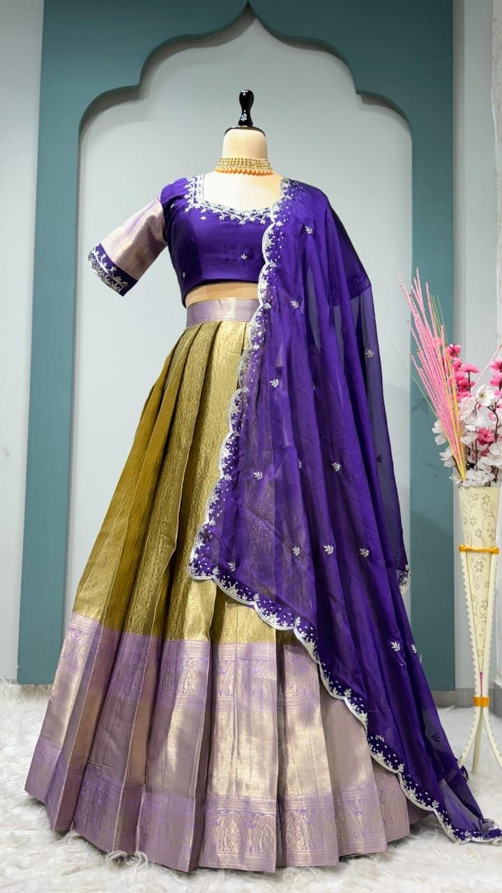 Premium Quality Pure Kanjivaram Silk Half Sarees