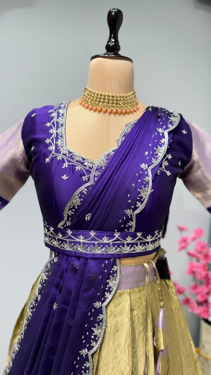 Premium Quality Pure Kanjivaram Silk Half Sarees