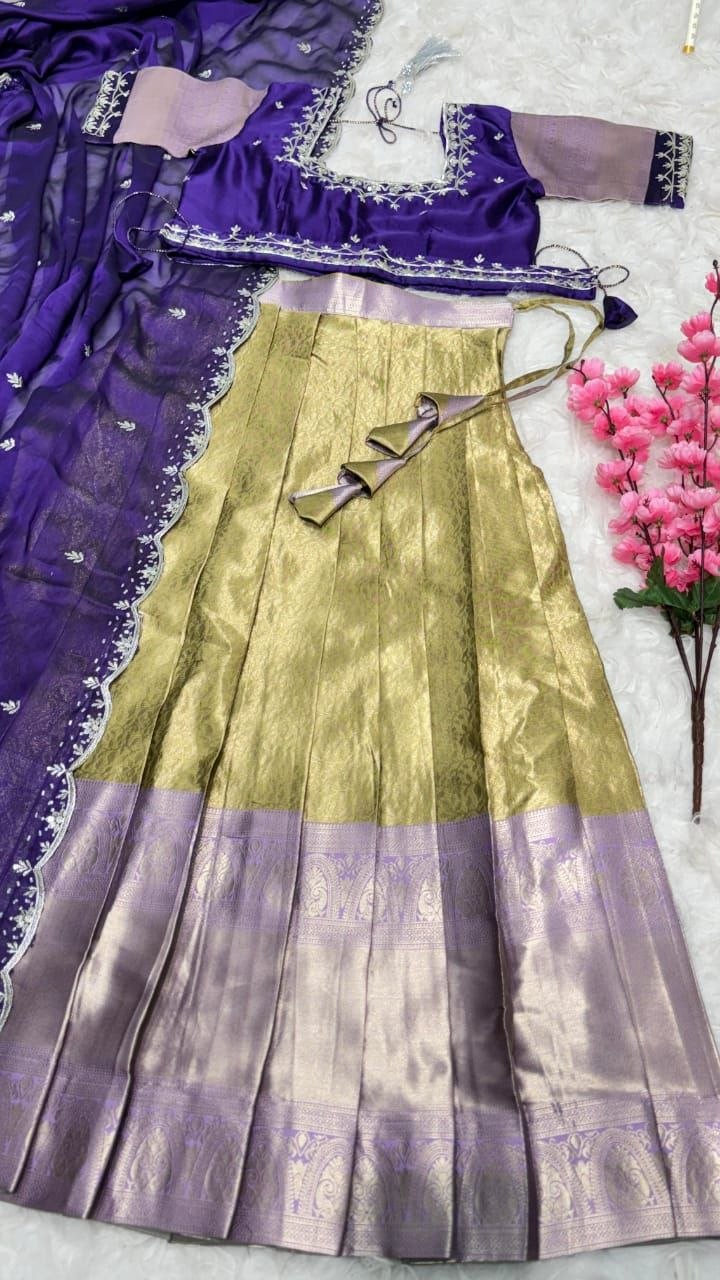 Premium Quality Pure Kanjivaram Silk Half Sarees