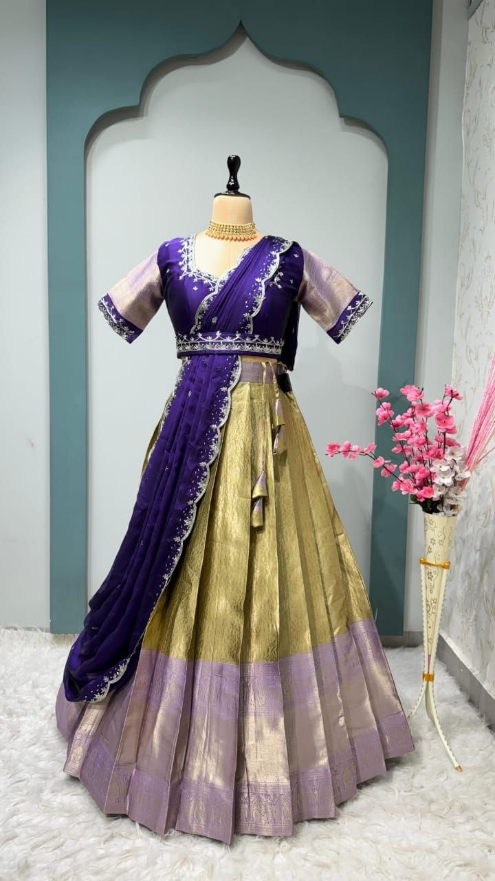 Premium Quality Pure Kanjivaram Silk Half Sarees