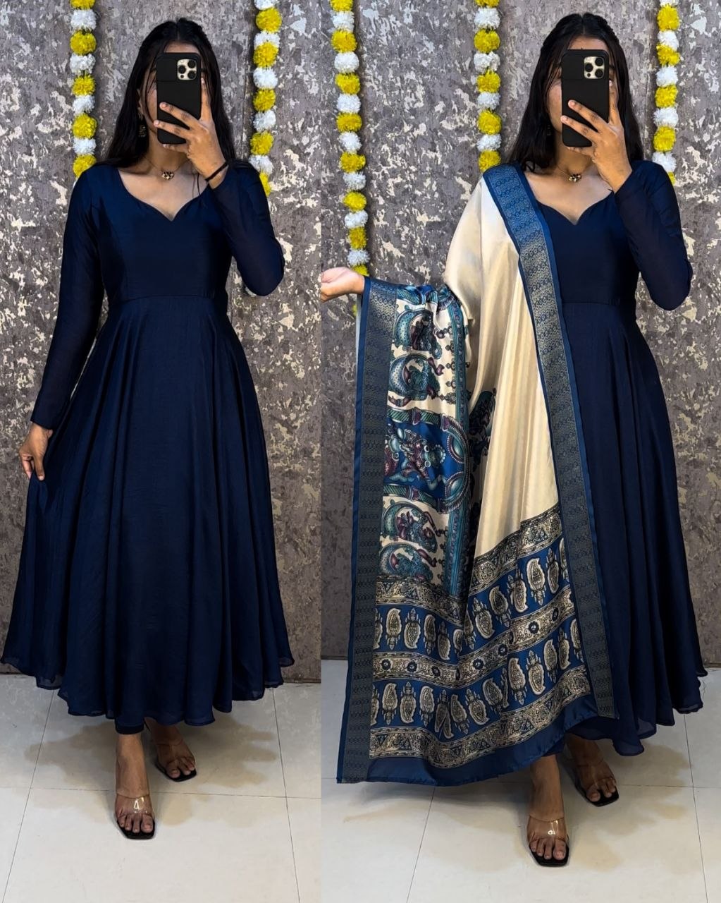 Trending Kalamkari Duppata &amp; Vichitra Silk Anarkali Suit&nbsp;