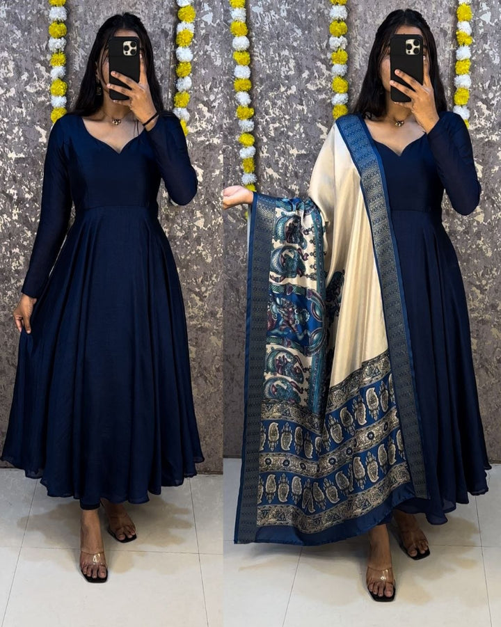 Trending Kalamkari Duppata &amp; Vichitra Silk Anarkali Suit&nbsp;