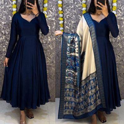Trending Kalamkari Duppata & Vichitra Silk Anarkali Suit&nbsp;