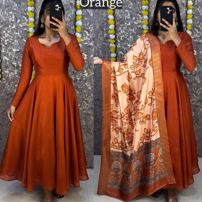 Trending Kalamkari Duppata & Vichitra Silk Anarkali Suit&nbsp;