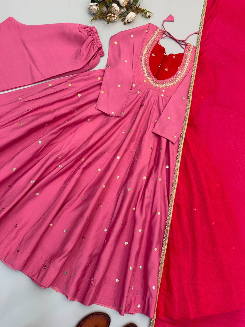 Mirror Designer Anarkali Three Piece Set