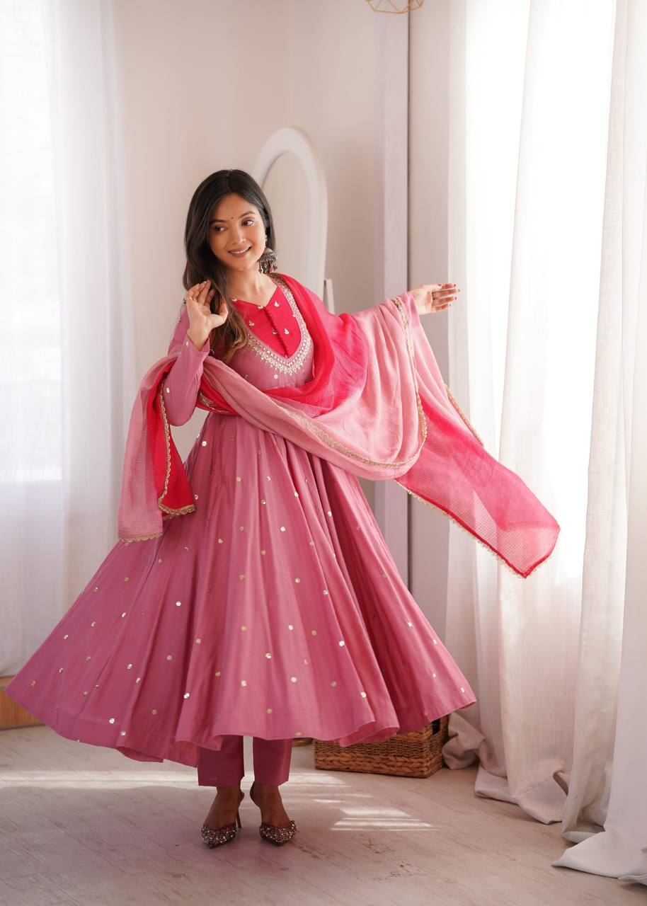 Mirror Designer Anarkali Three Piece Set