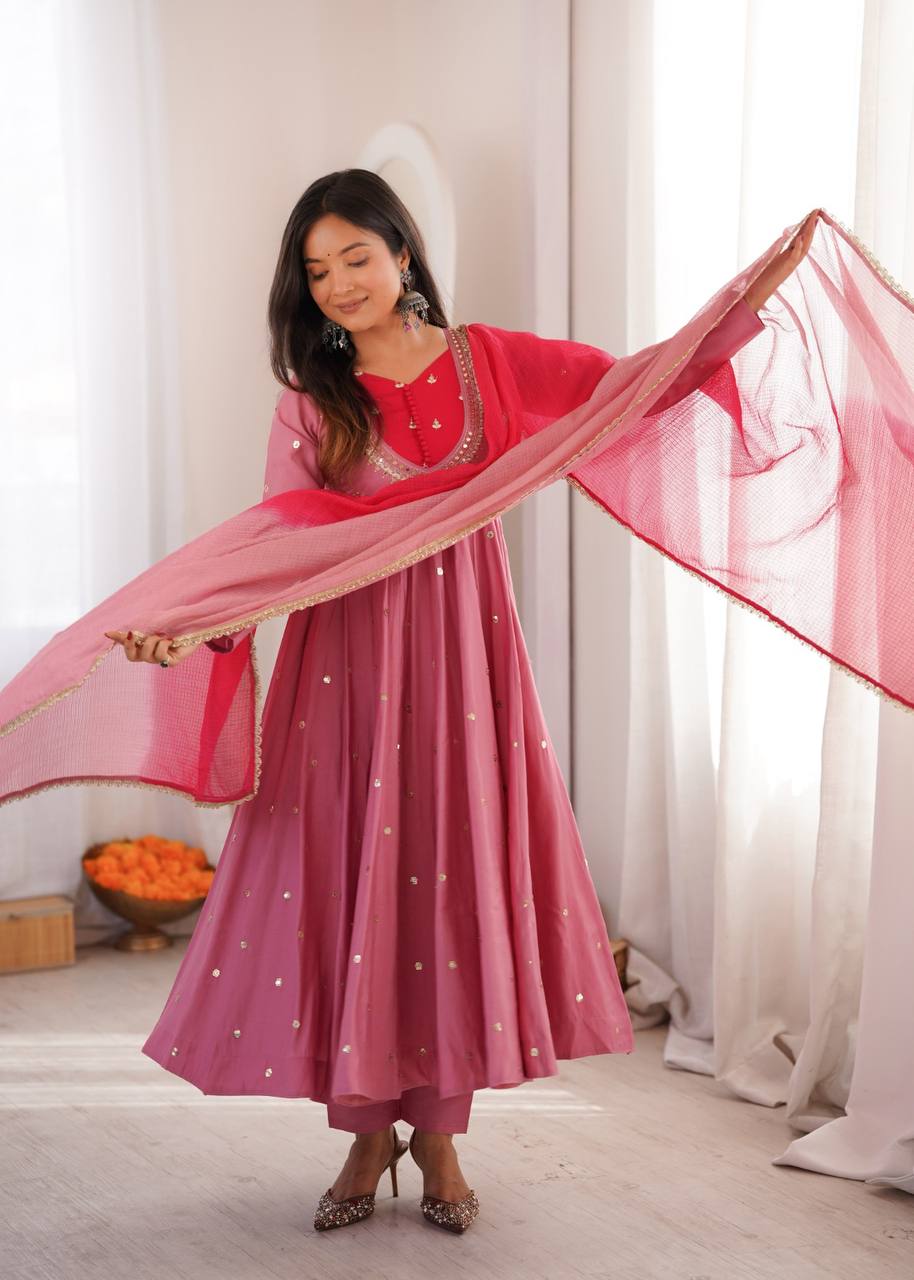 Mirror Designer Anarkali Three Piece Set