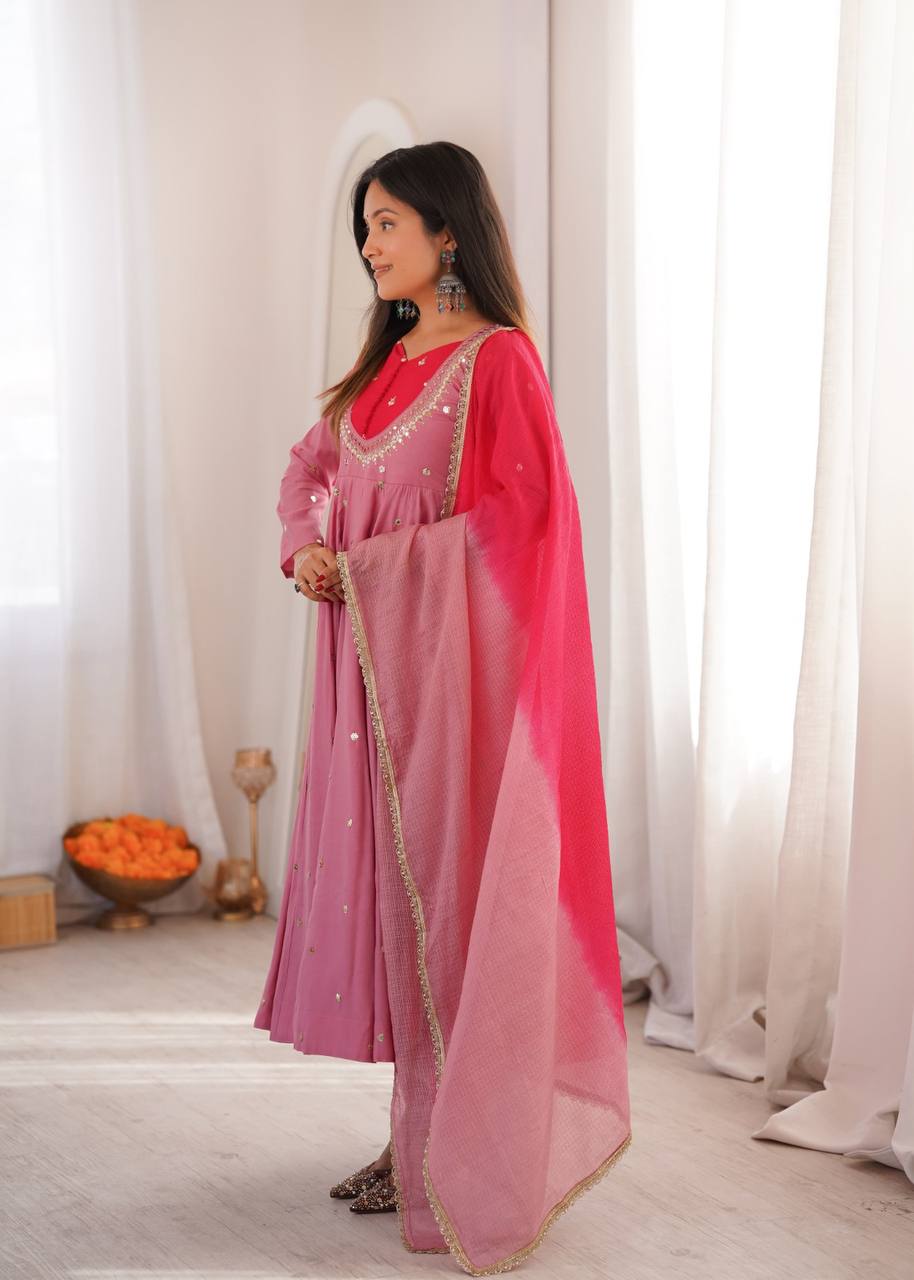 Mirror Designer Anarkali Three Piece Set