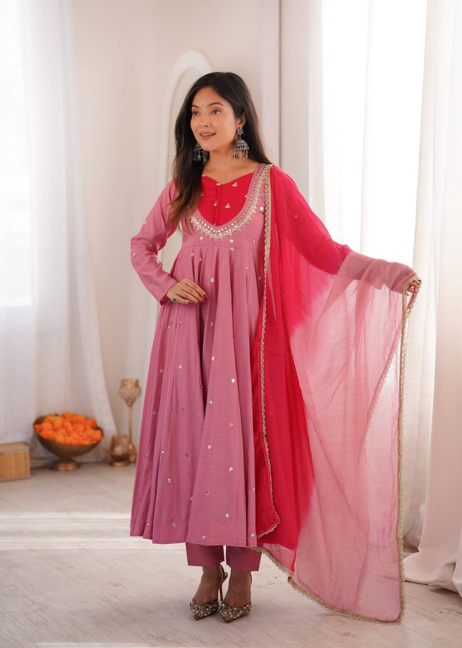 Mirror Designer Anarkali Three Piece Set