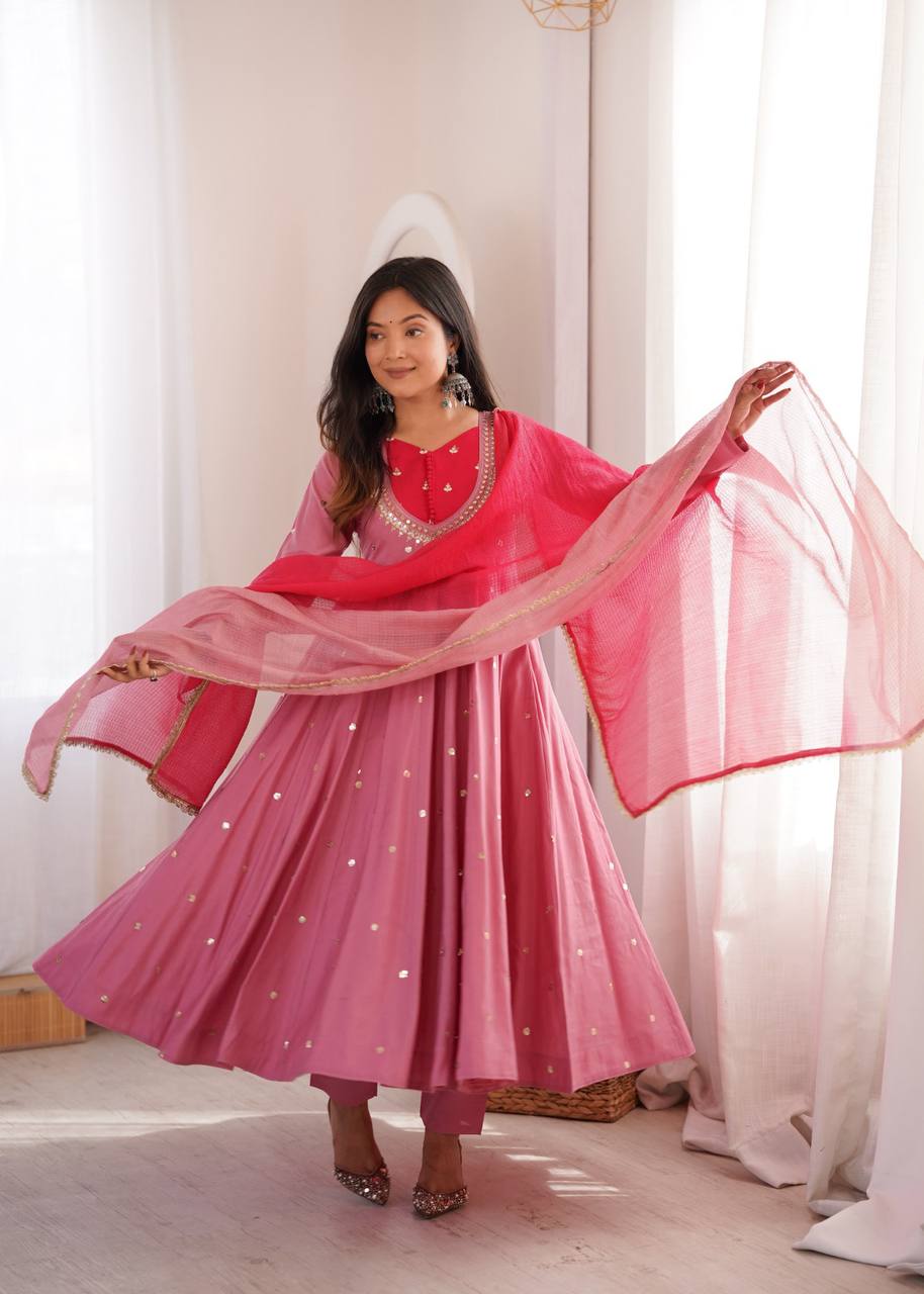 Mirror Designer Anarkali Three Piece Set