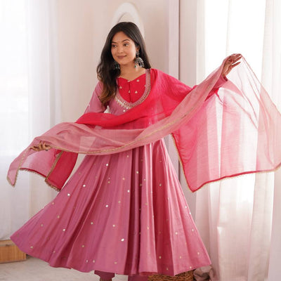 Mirror Designer Anarkali Three Piece Set