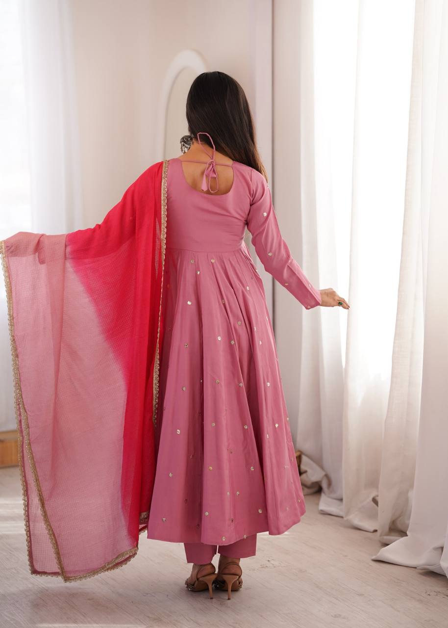Mirror Designer Anarkali Three Piece Set
