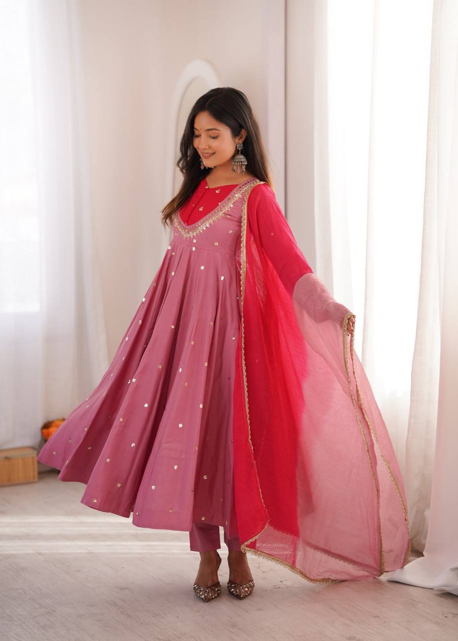 Mirror Designer Anarkali Three Piece Set