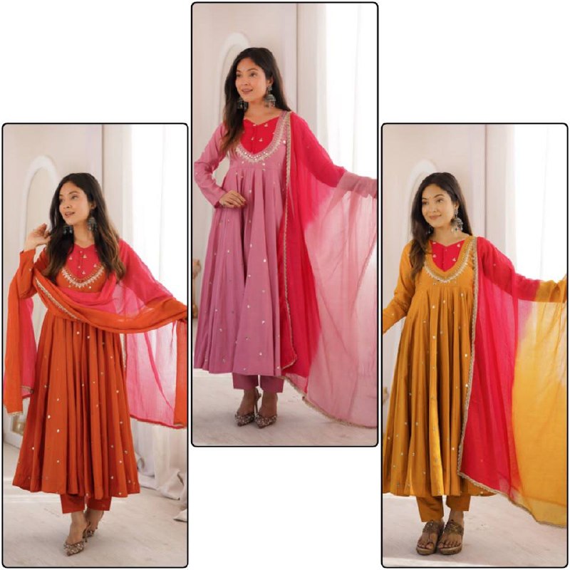 Mirror Designer Anarkali Three Piece Set