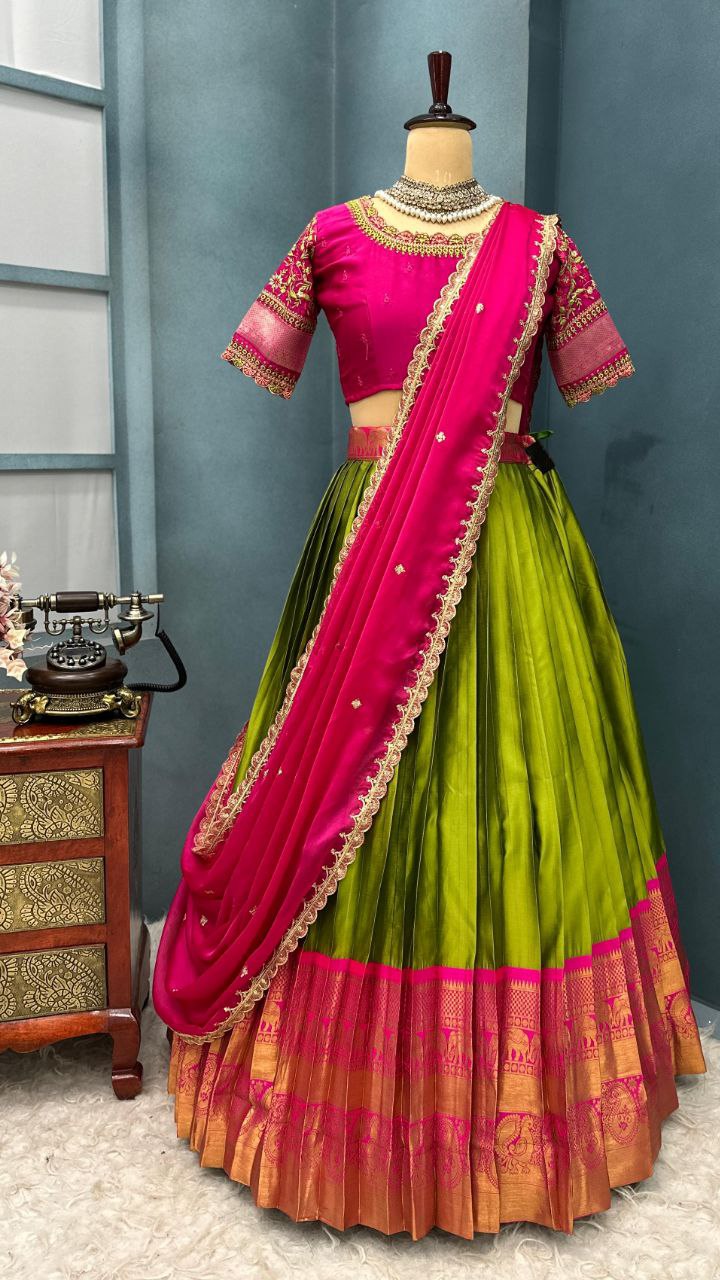 Designer Kanjivaram Silk Half Sare