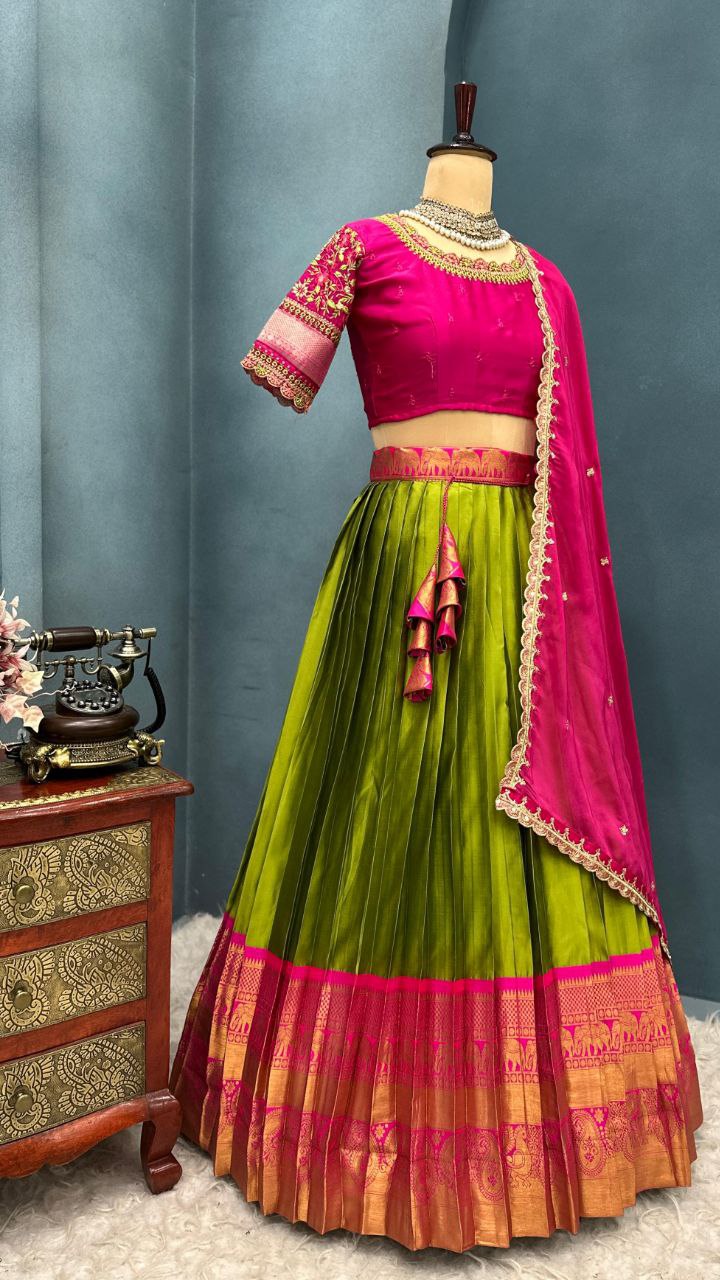 Designer Kanjivaram Silk Half Sare