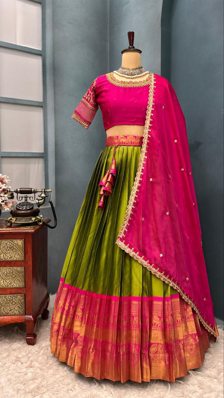 Designer Kanjivaram Silk Half Sare