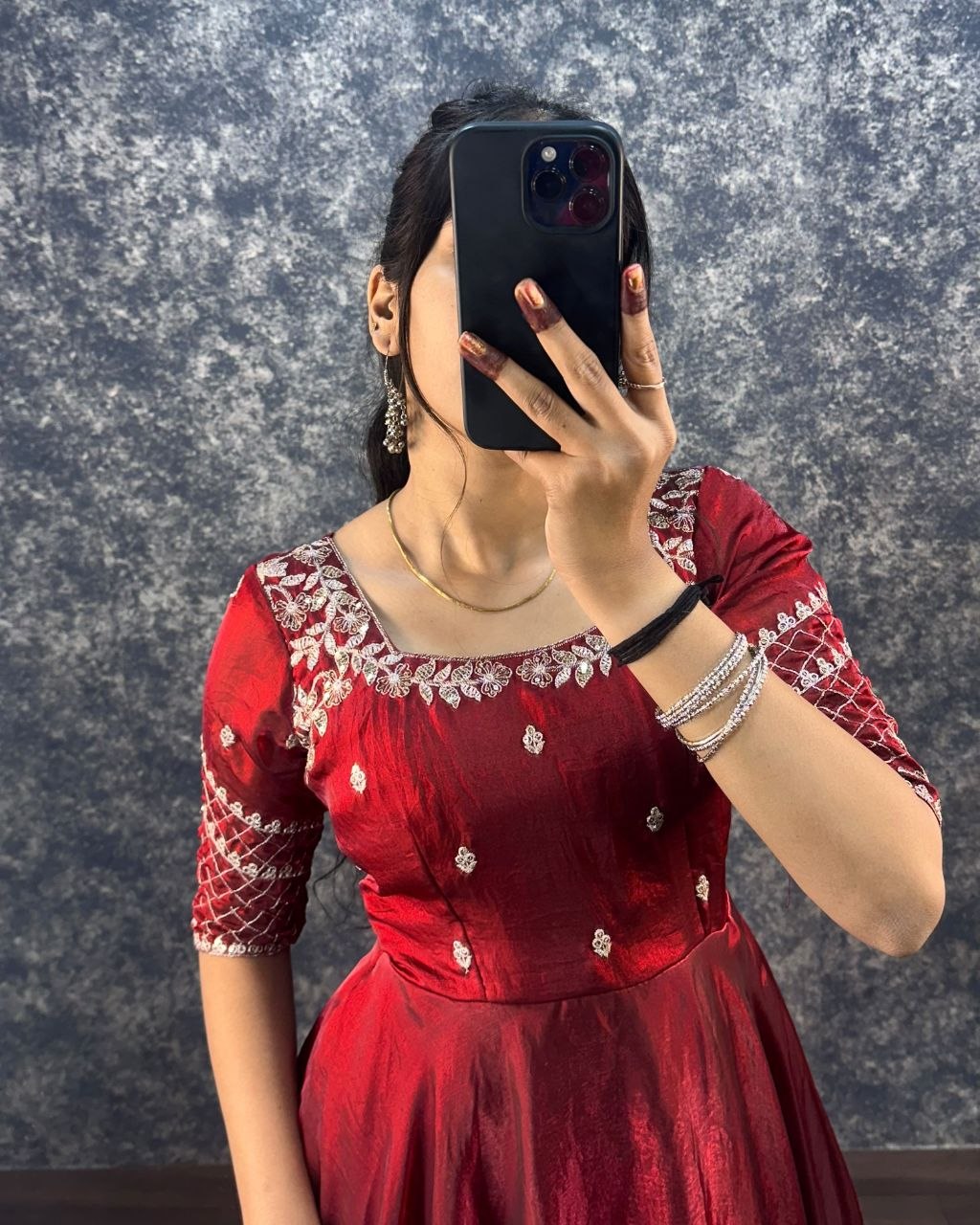 Premium Embroidery Sequence Gown with Dupatta