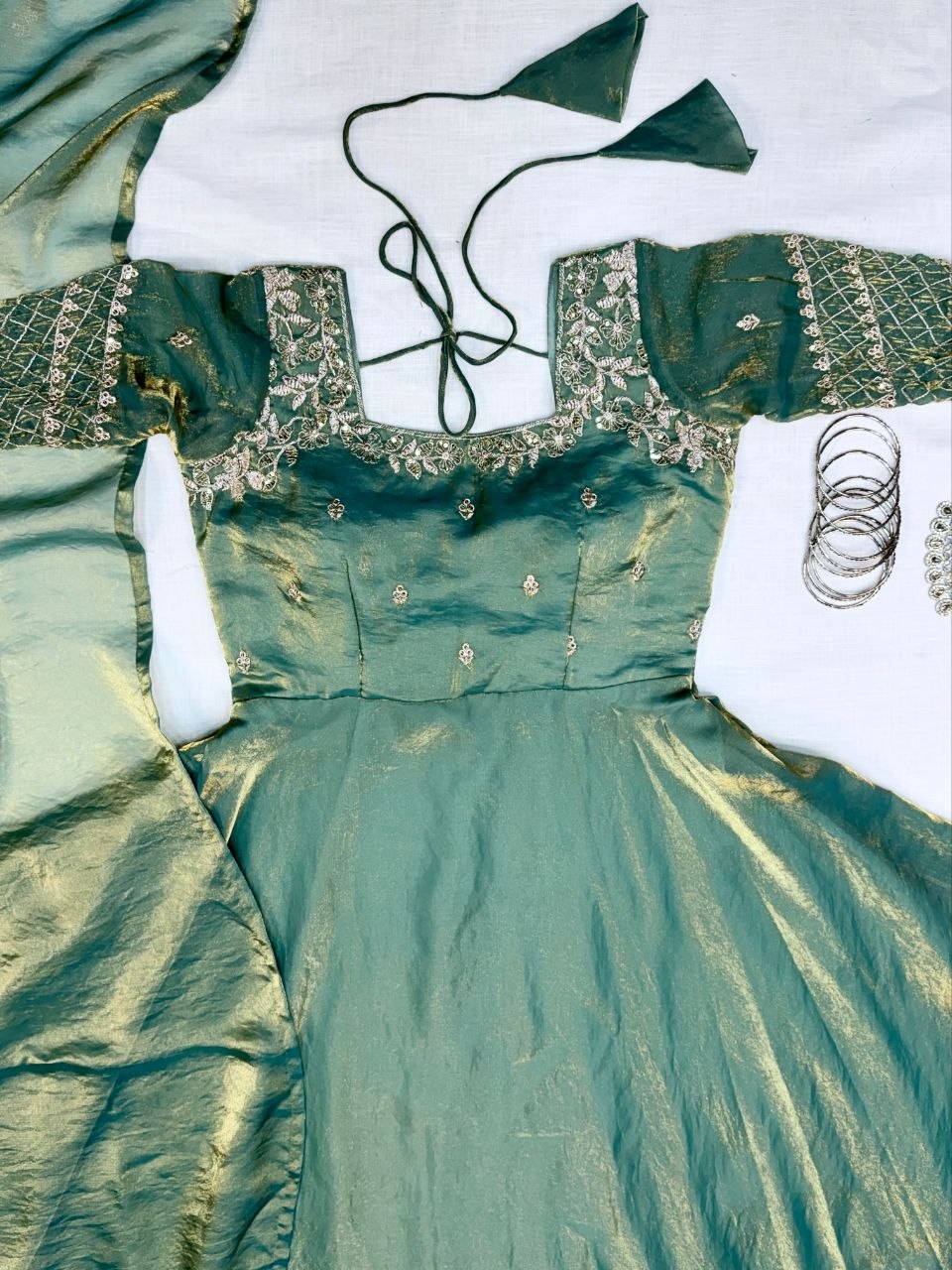 Premium Embroidery Sequence Gown with Dupatta
