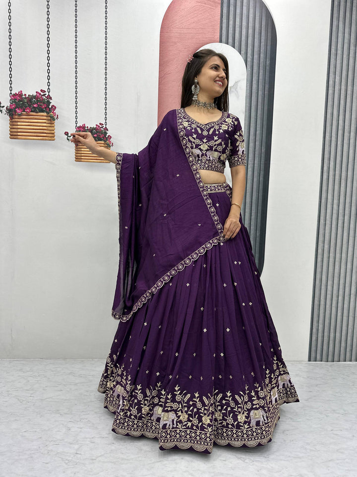 Heavy Embroidery Thread Work Grand Lehenga Choli