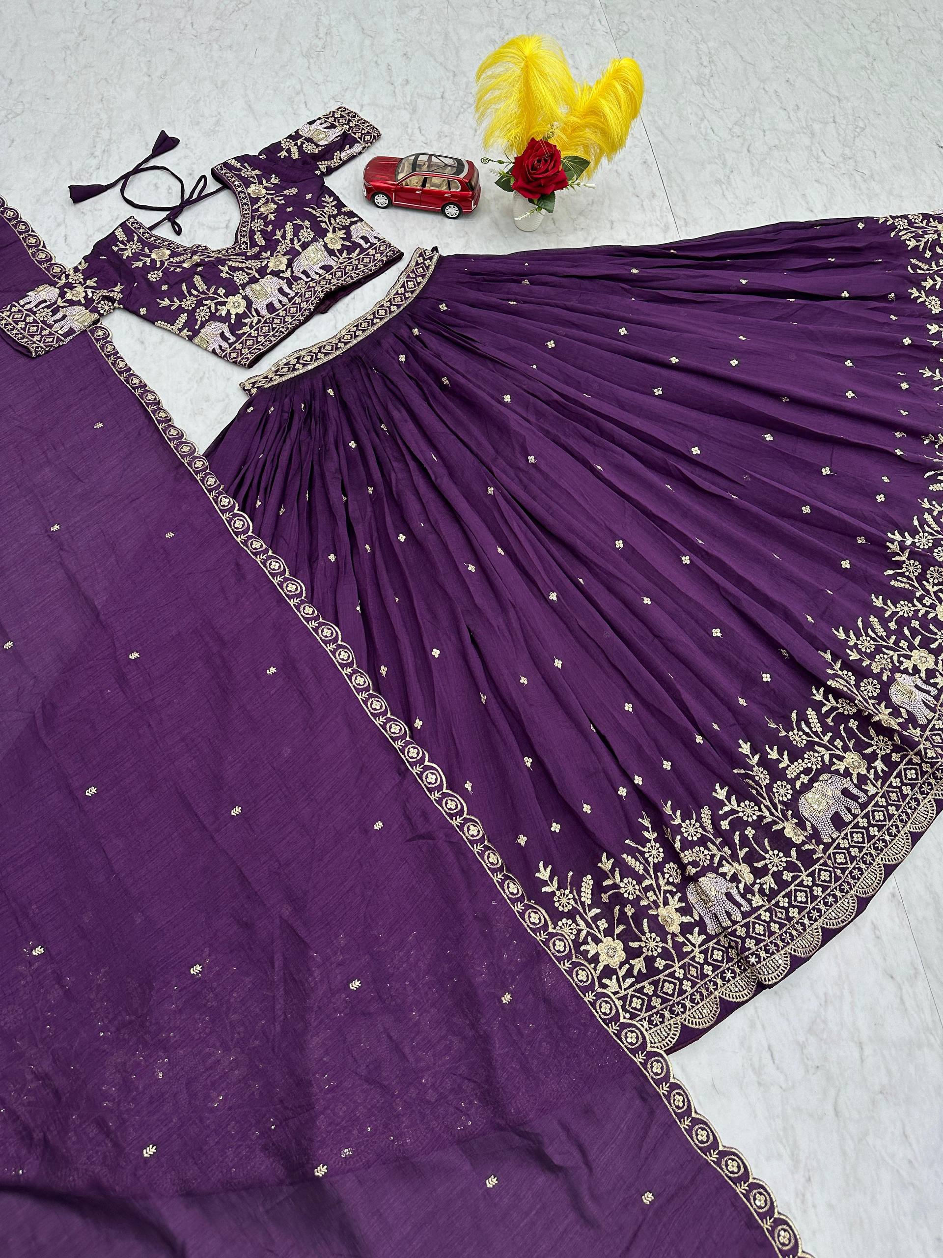 Heavy Embroidery Thread Work Grand Lehenga Choli