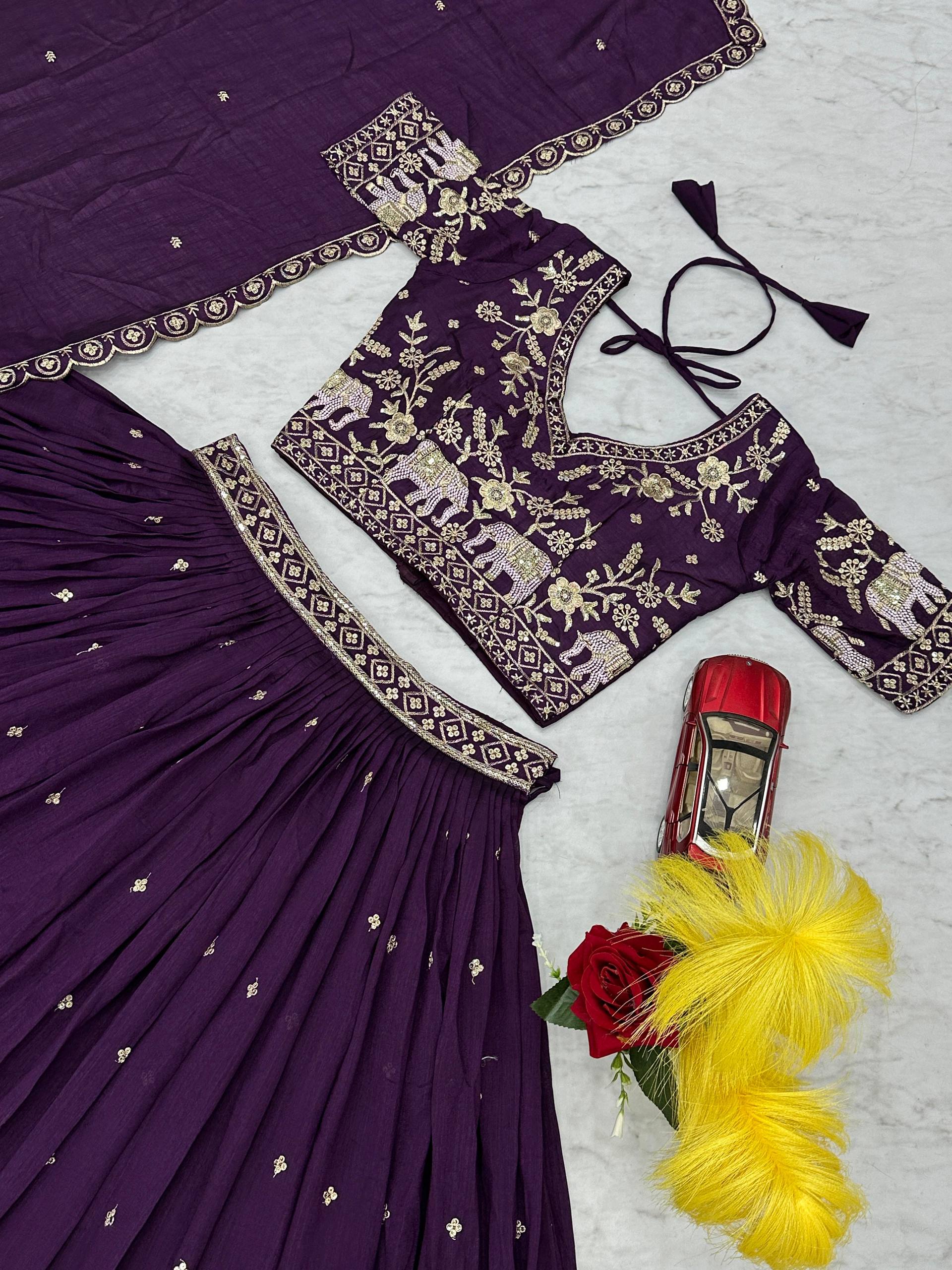 Heavy Embroidery Thread Work Grand Lehenga Choli