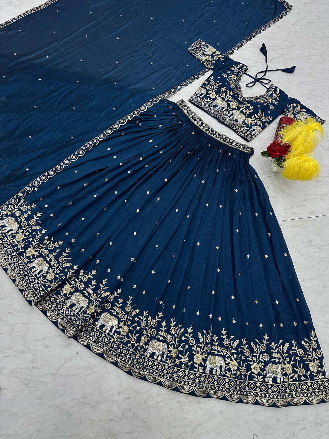Heavy Embroidery Thread Work Grand Lehenga Choli