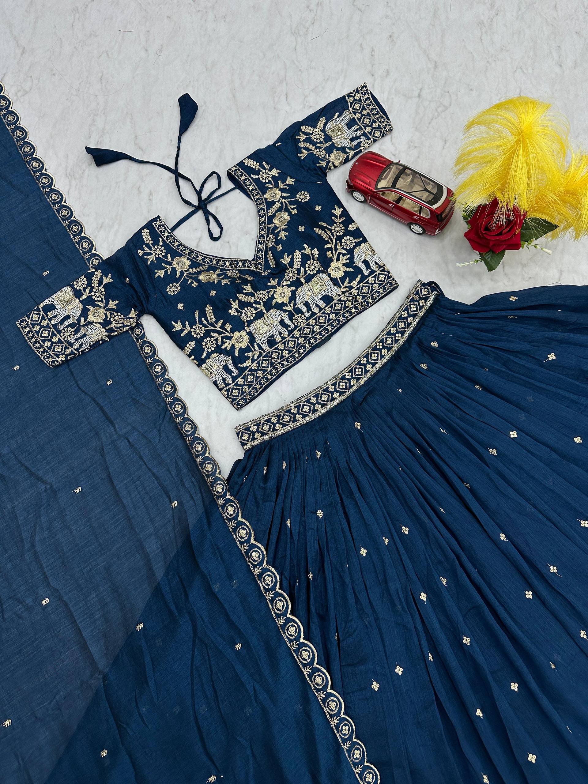 Heavy Embroidery Thread Work Grand Lehenga Choli