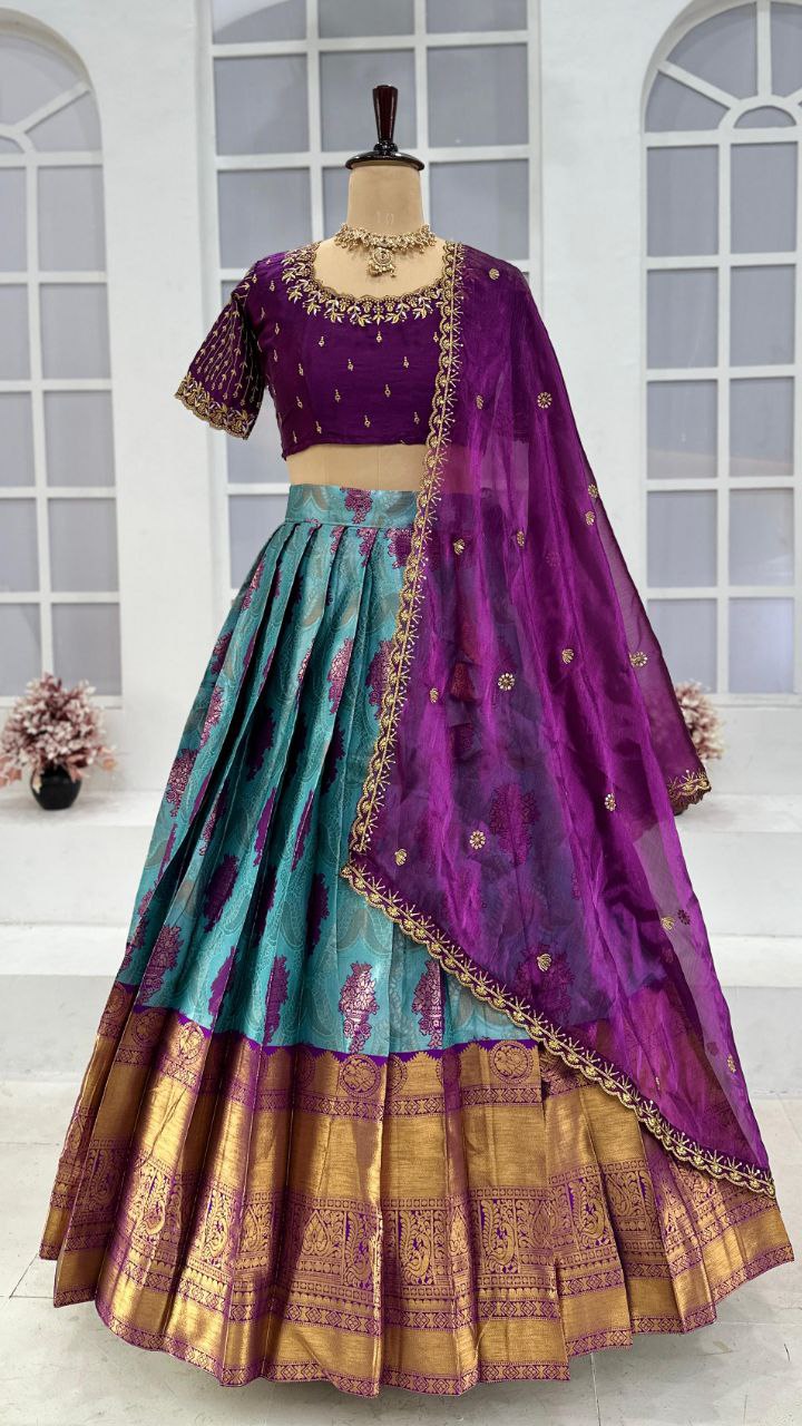 Heavy Designer maggam beads work Half Saree