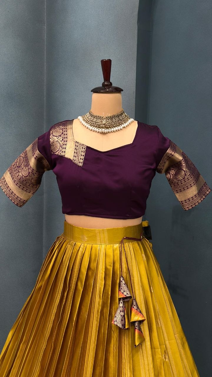 Kanjivaram Silk Lehenga Choli Set with Cutwork Dupatta