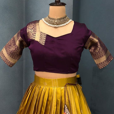 Kanjivaram Silk Lehenga Choli Set with Cutwork Dupatta