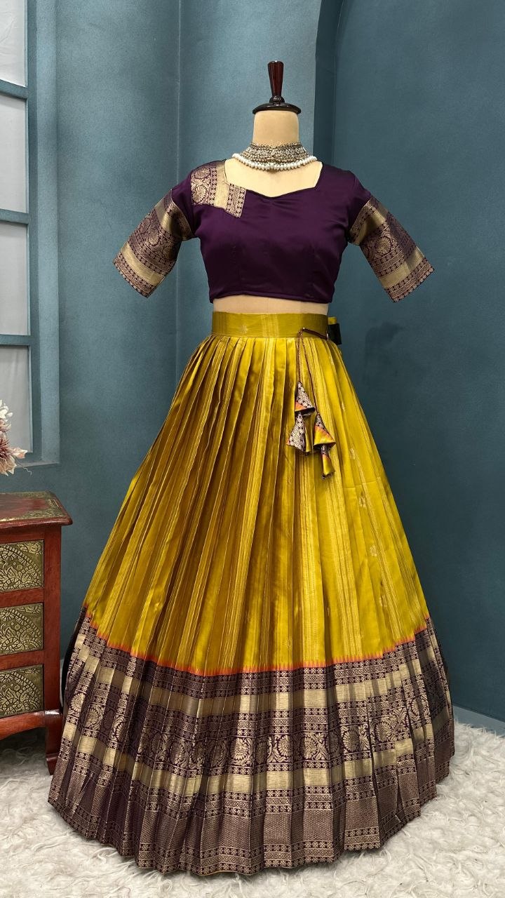 Kanjivaram Silk Lehenga Choli Set with Cutwork Dupatta