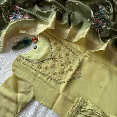 Premium Mul Chanderi Kurti Sets With Duppat And Pant