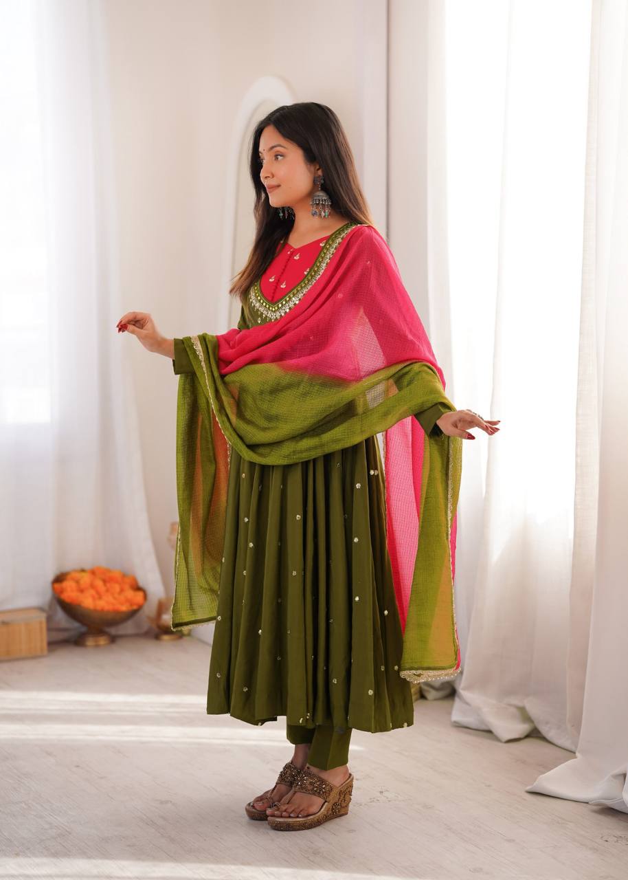 Mirror Designer Anarkali Three Piece Set