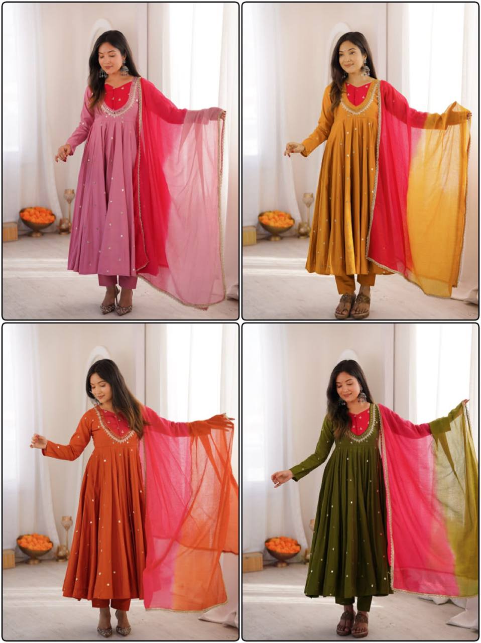 Mirror Designer Anarkali Three Piece Set